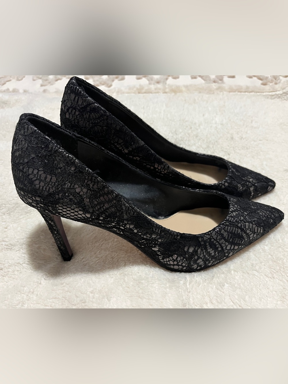JESSICA SIMPSON. Carpena Black Lace Pointed-Toe Women’s Pumps. 8.5